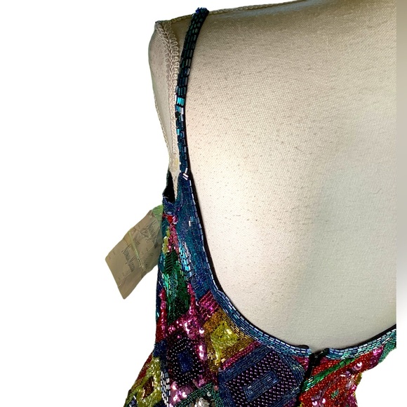 NWT 1991 Black Tie Oleg Cassini Neiman Marcus Sequin Dress (t200/b34) - Picture 10 of 17